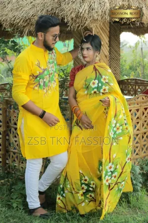 Hand Printed Dhupian Silk Couple Set New Products