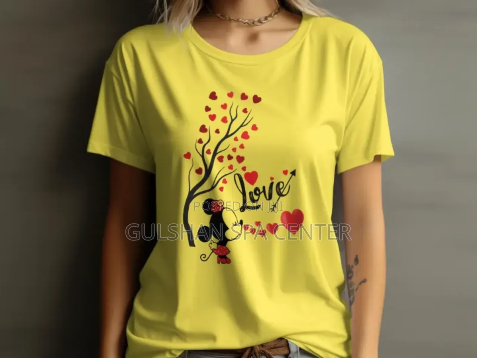Fashion Ladies Short Sleeve Casual Girl's Love Print Jersey