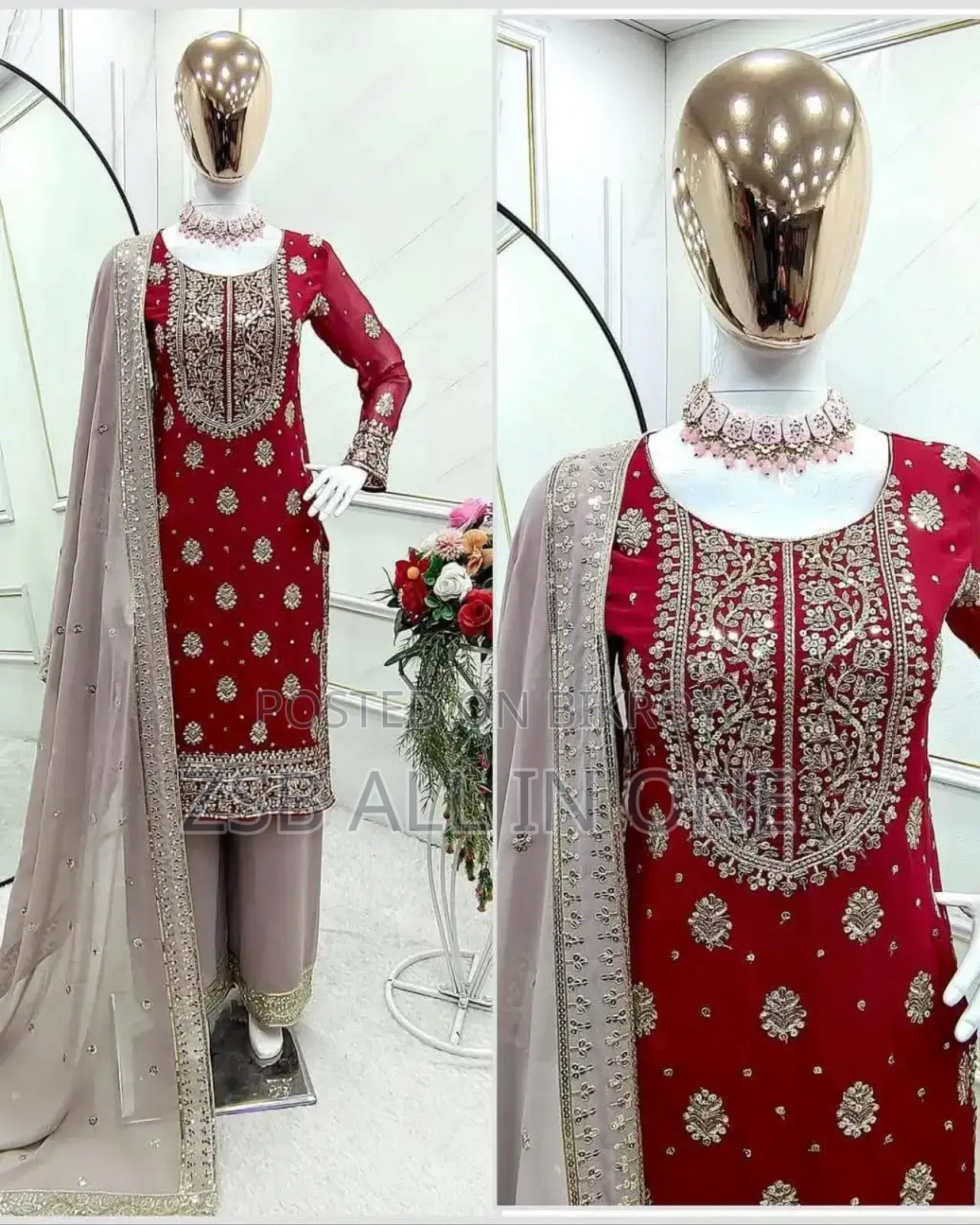 Pakistani Aspire Three Piece All Over Siquyens Ambudari Wark
