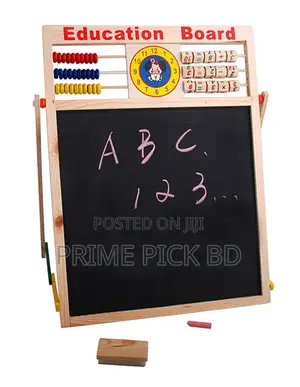 Photo - Magnetic Wooden Doublesided Whiteboard Blackboard for Kids
