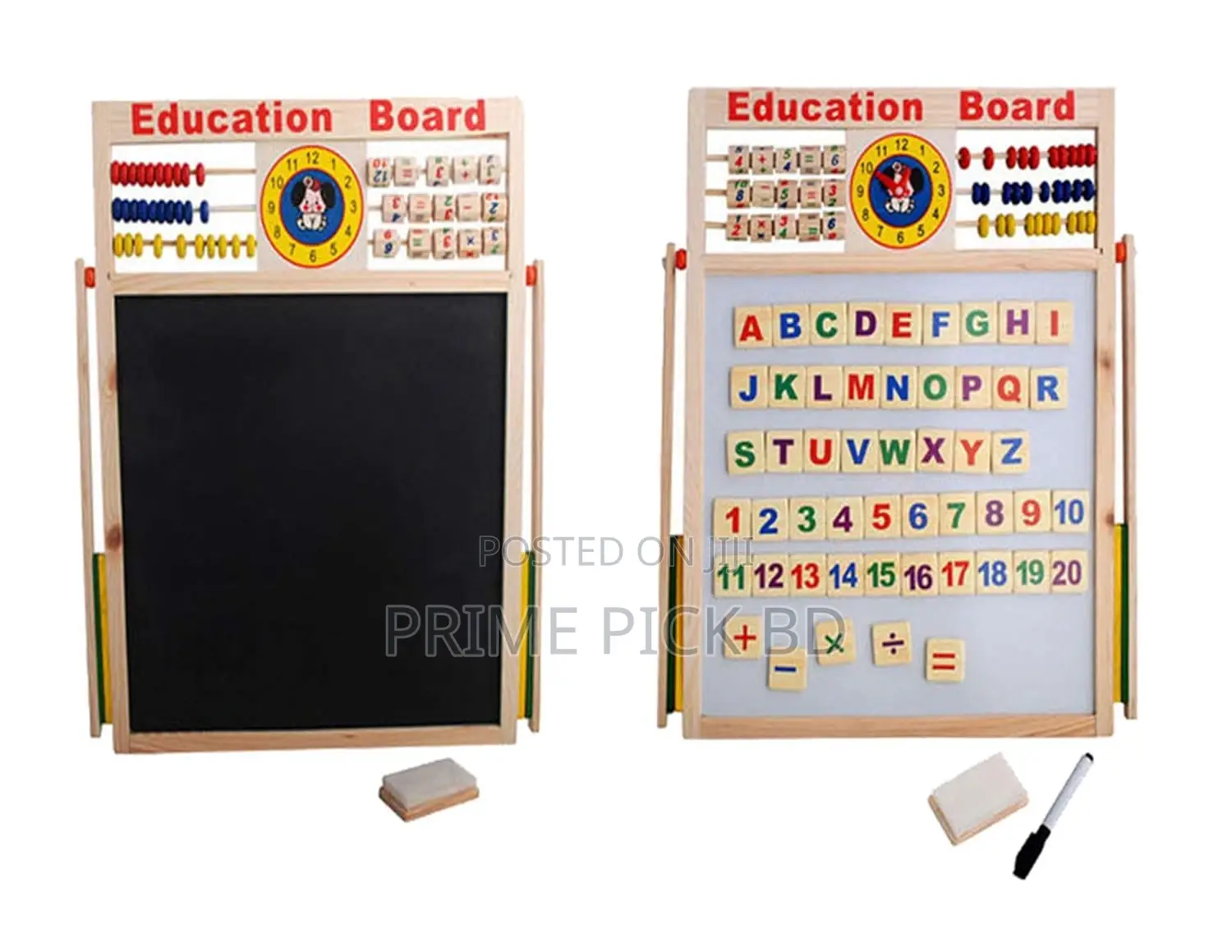 Magnetic Wooden Doublesided Whiteboard Blackboard for Kids