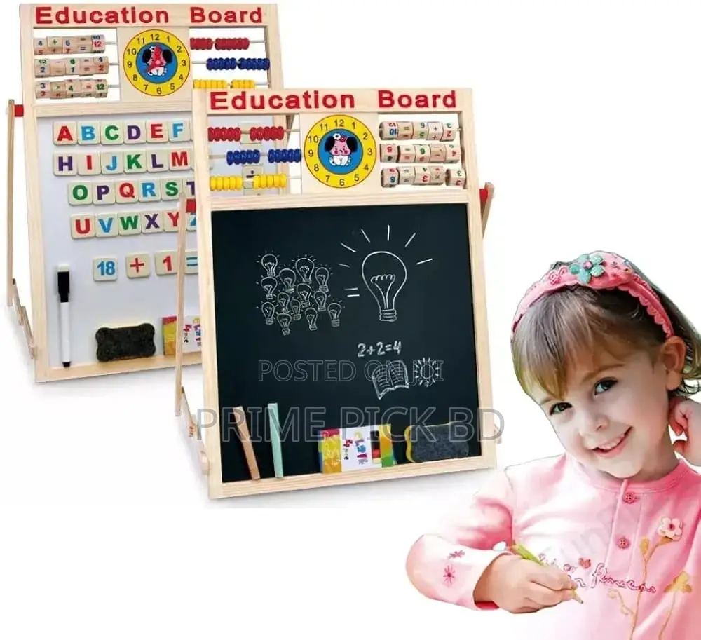 Magnetic Wooden Doublesided Whiteboard Blackboard for Kids