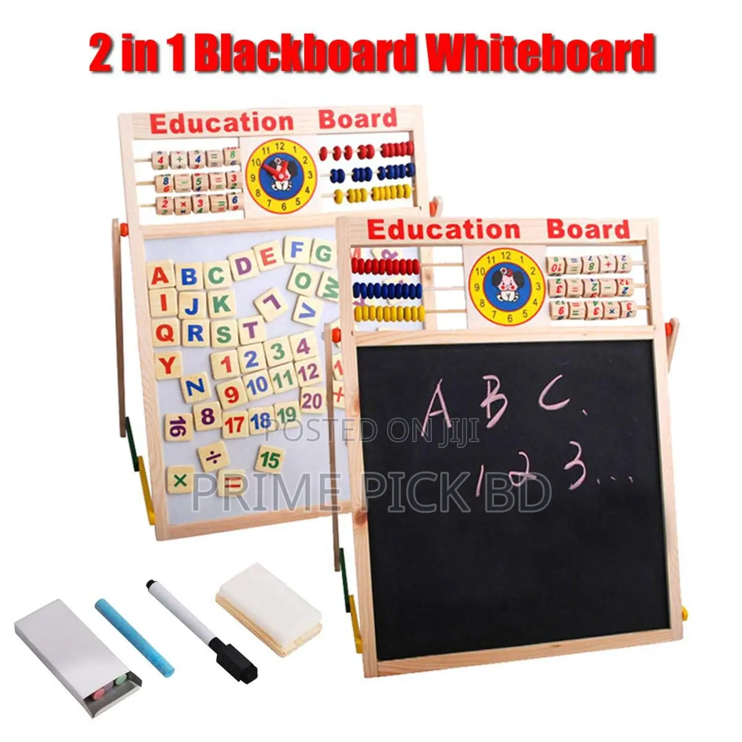 Magnetic Wooden Doublesided Whiteboard Blackboard for Kids