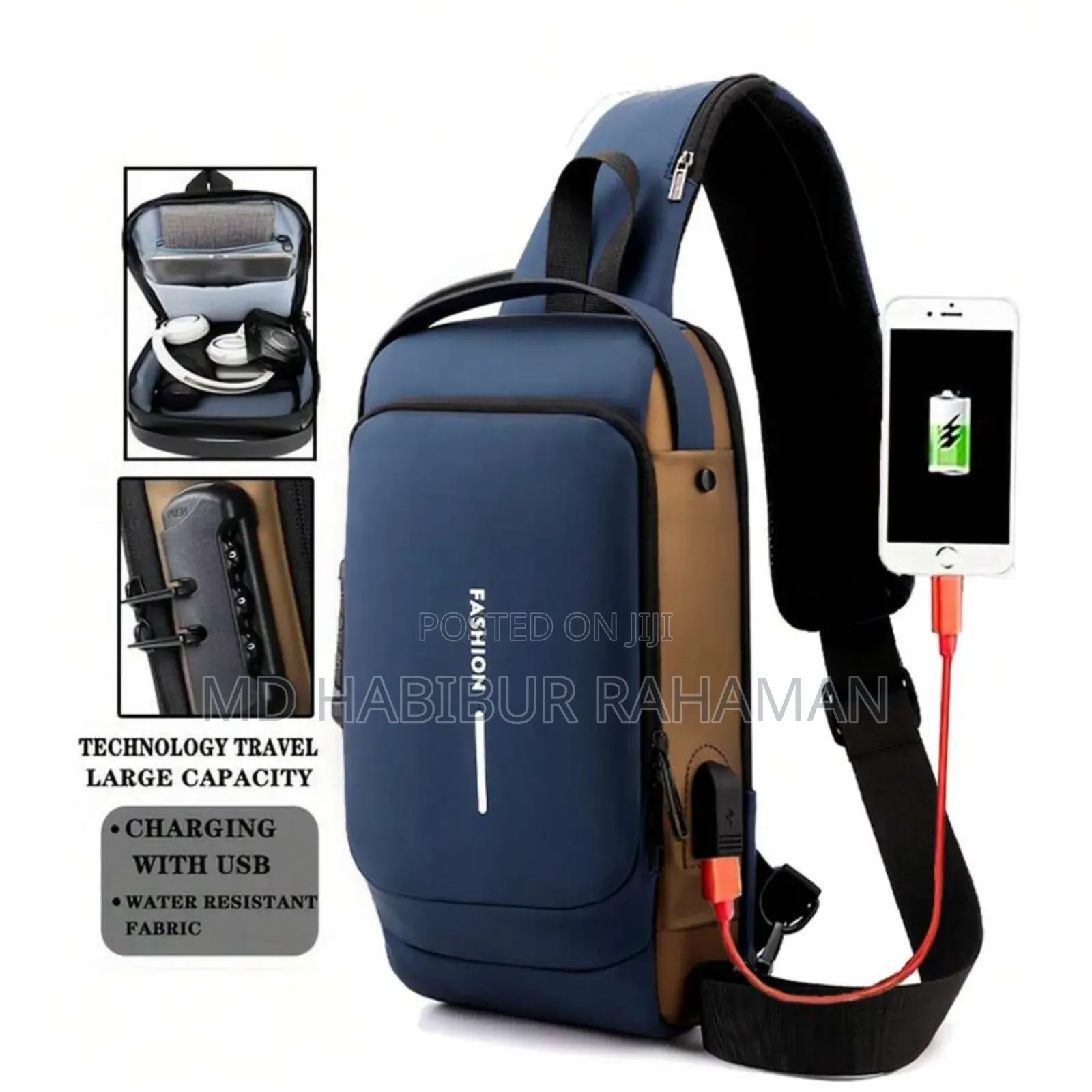 Multifunction Patent Leather Chest Bag