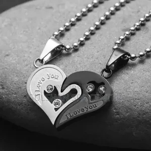 Photo - I Love You Couple Necklace Pendent Chain Puzzle Matching