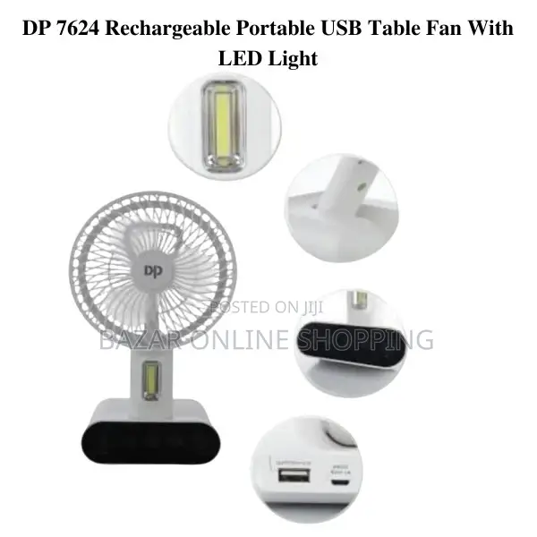 Dp Rechargeable Touch Mini Table Fan With Lamp