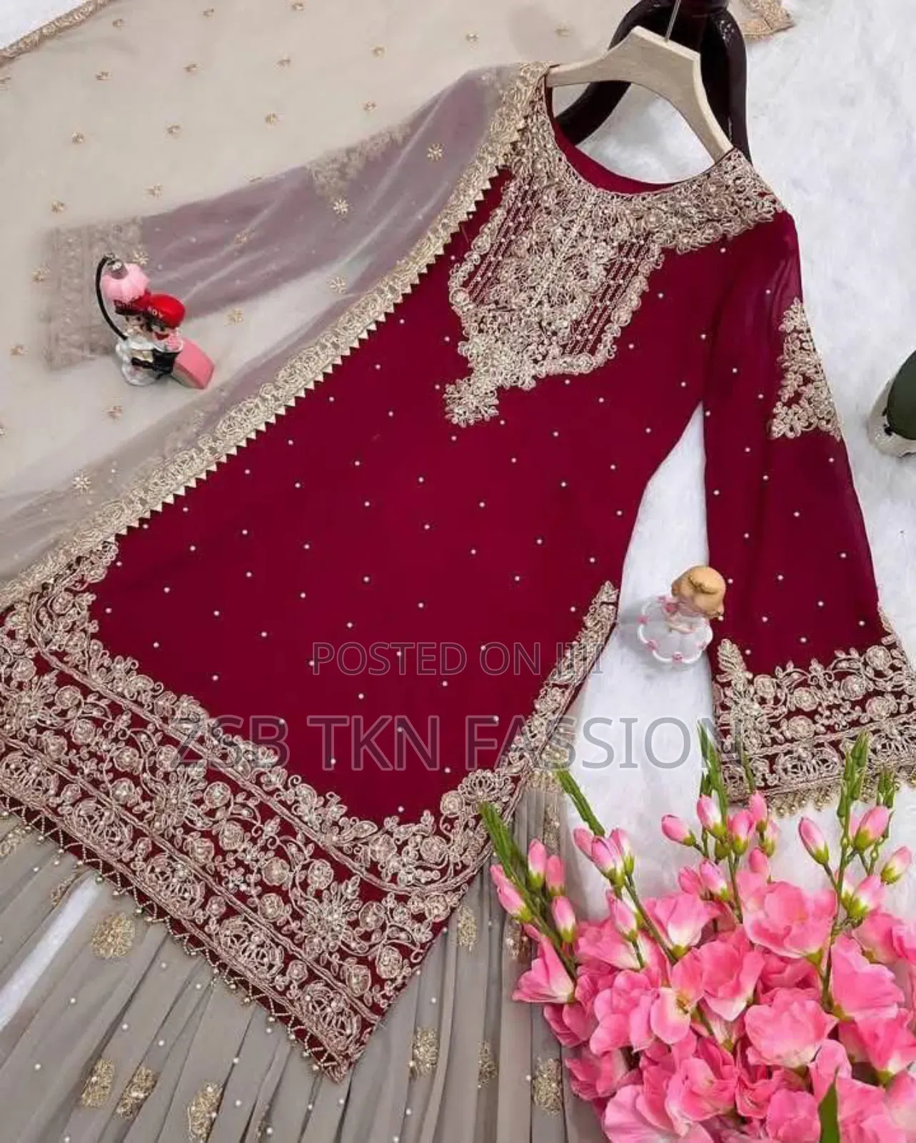 Luxury Party Dress All Over Embroidery Work New