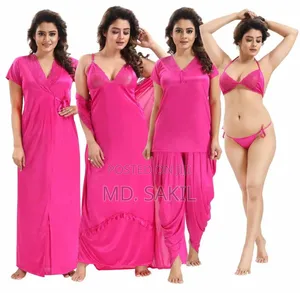 Photo - 6 Part Duti Silksatin Night Dress for Women