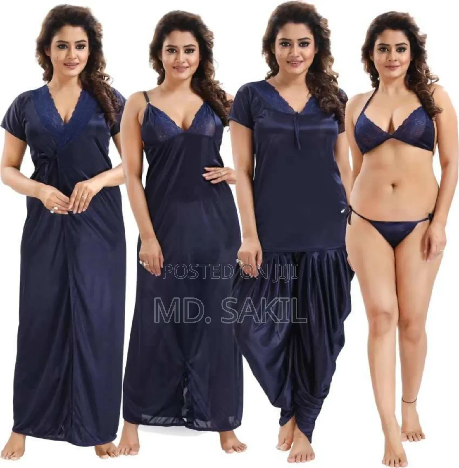 6 Part Duti Silksatin Night Dress for Women