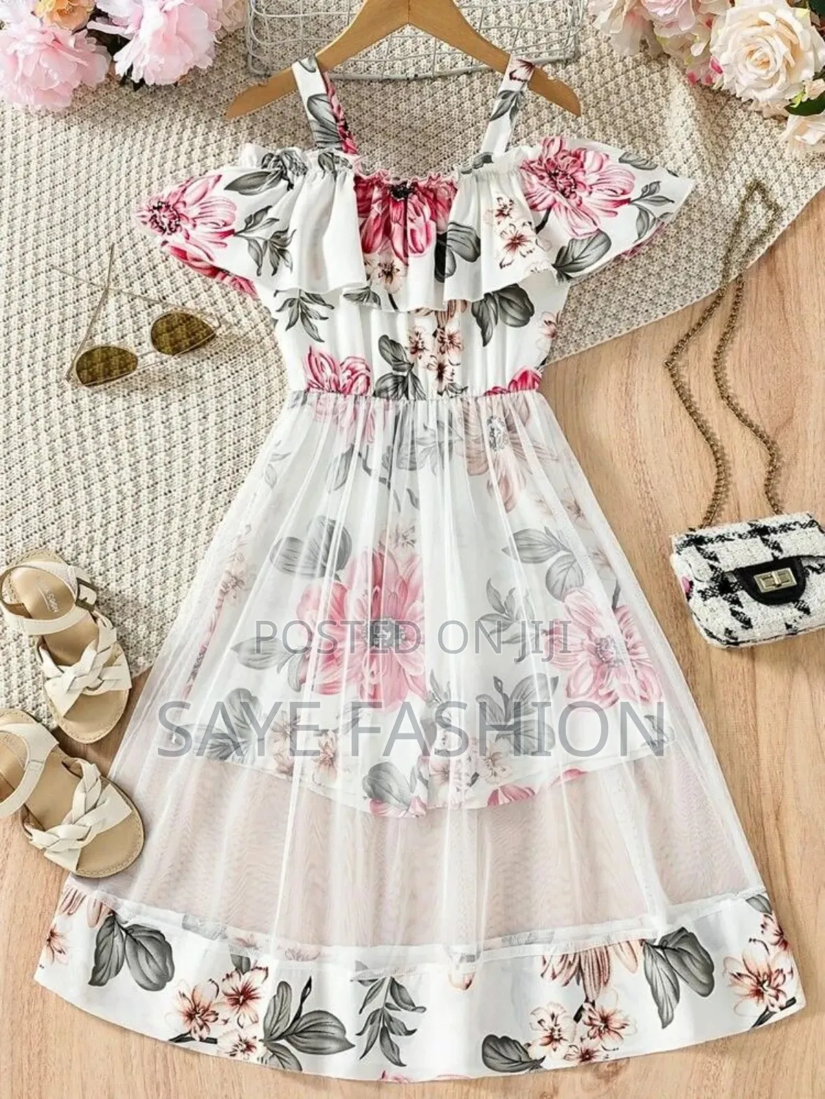 Flower Gown Elegant Floral Fit Dress for Girls