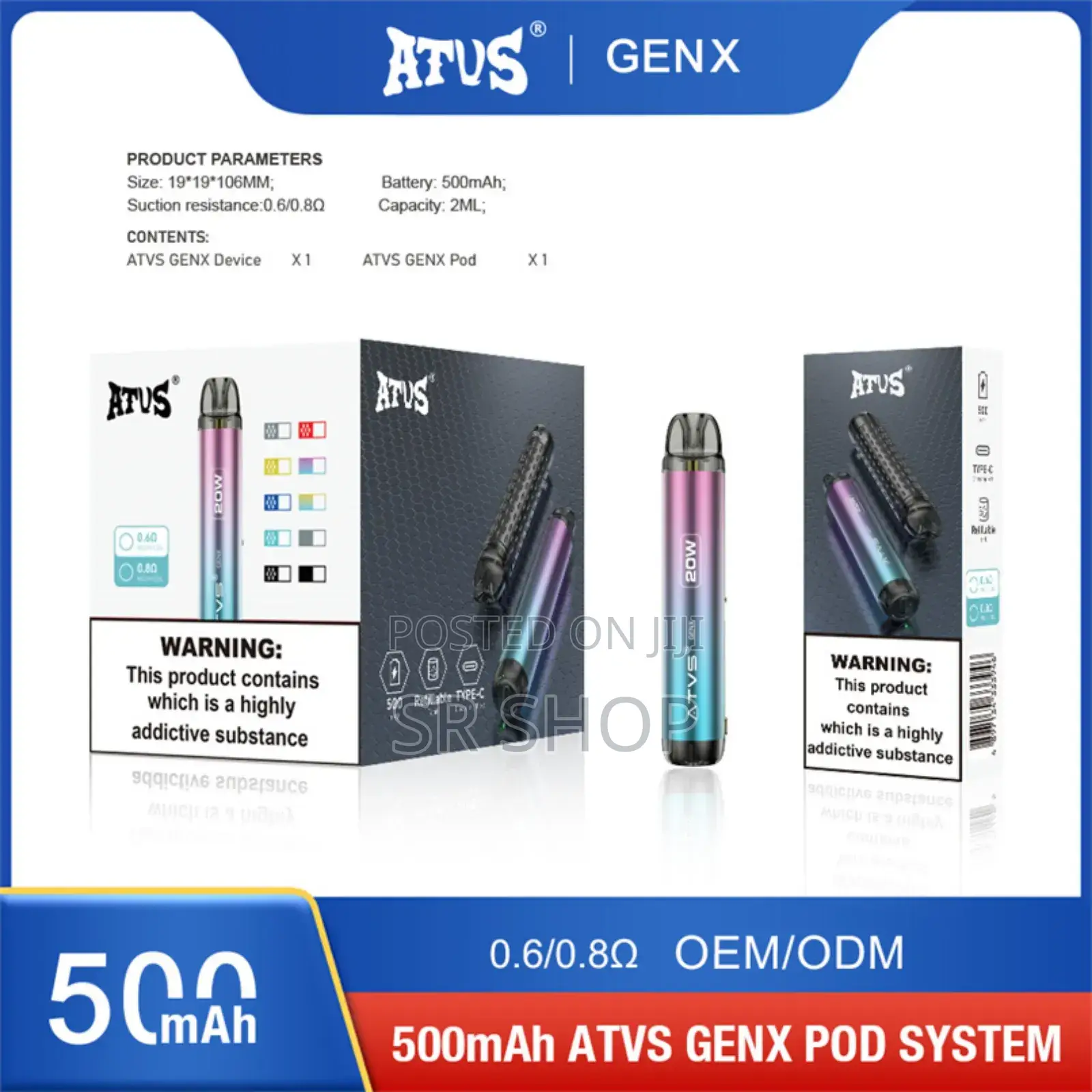 Atvs Genx Disposable Vape Pod 2ml Capacity