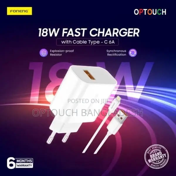 Foneng 18w Fast Charger Qc3 With Cable Type - C 6a