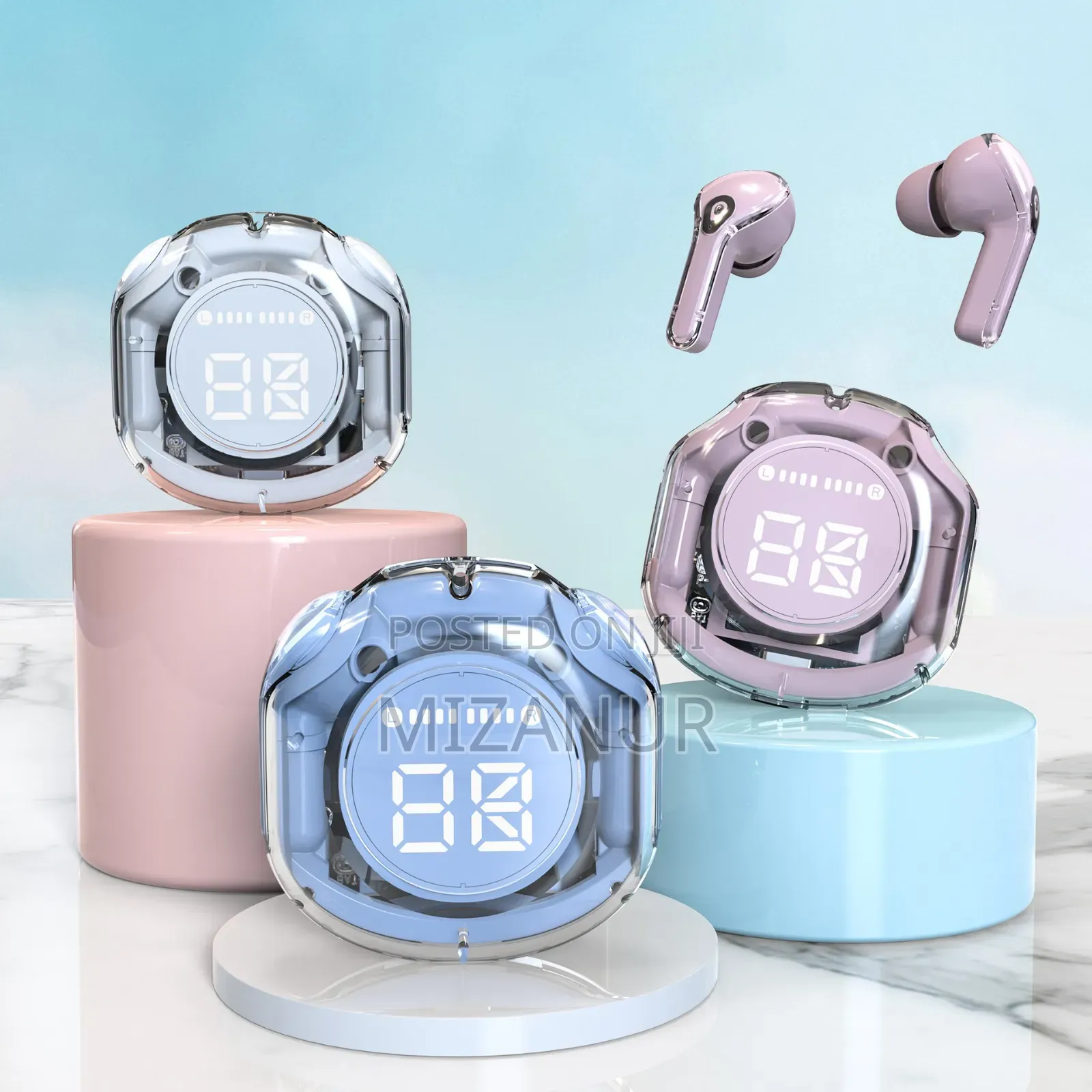 Ultra Pods Pro Bluetooth Earbuds With Display Transparenttws