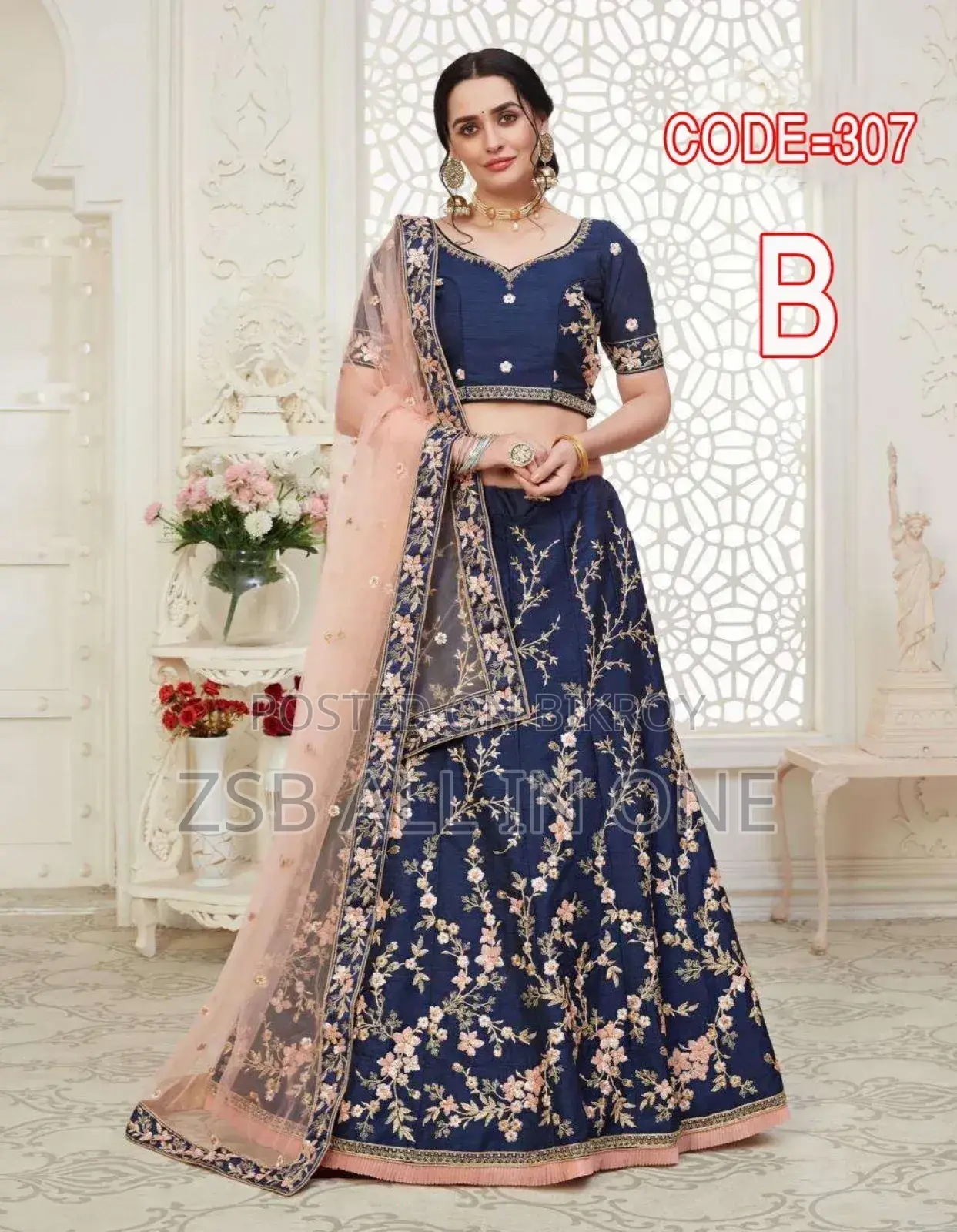 এম্বডারি করা জর্জেট লেহেঙ্গা স্যুট Ss Gg Kk