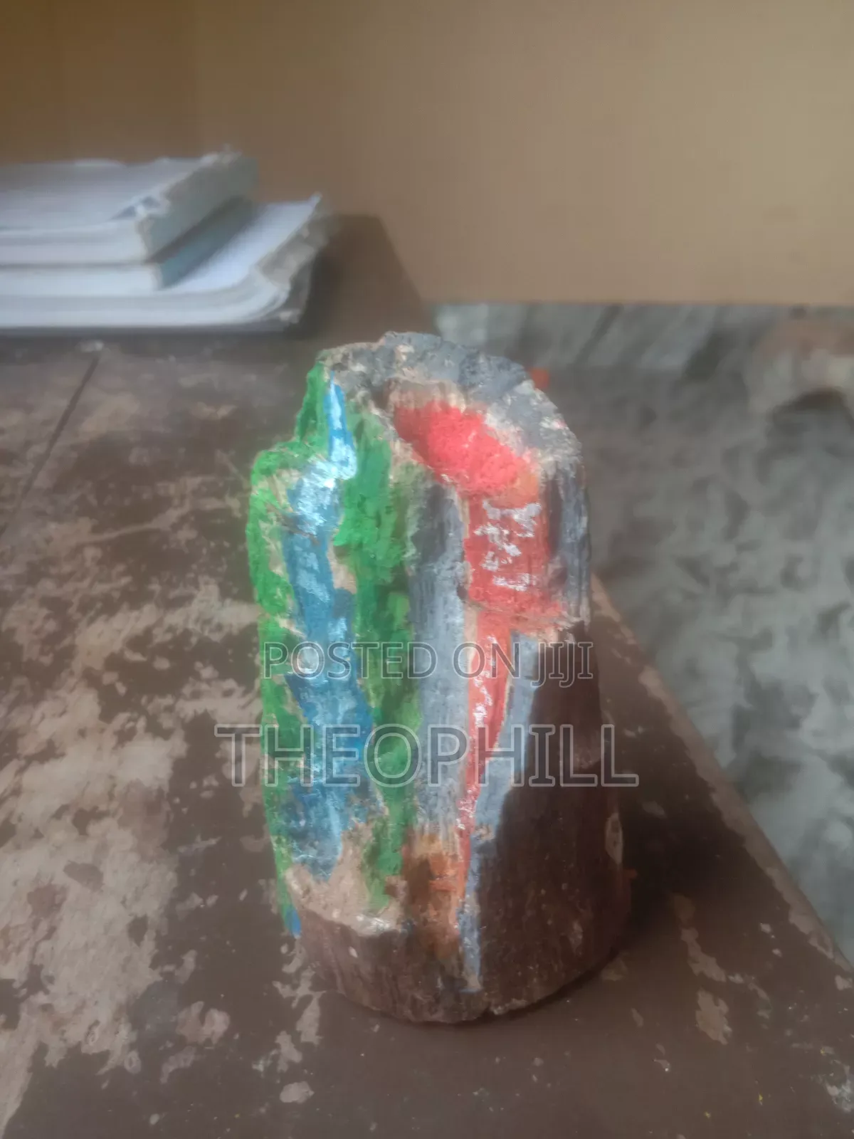 Volcano and Waterfall Wooden Showpiece