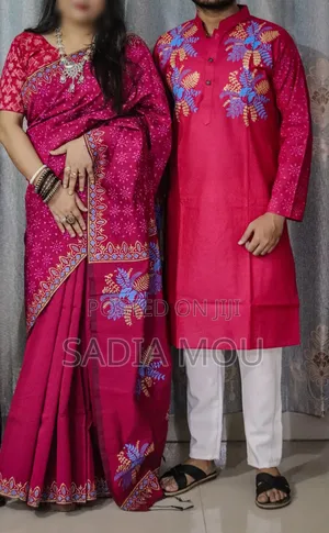 Panjabi Sharee With Blouse Piece Couple Set