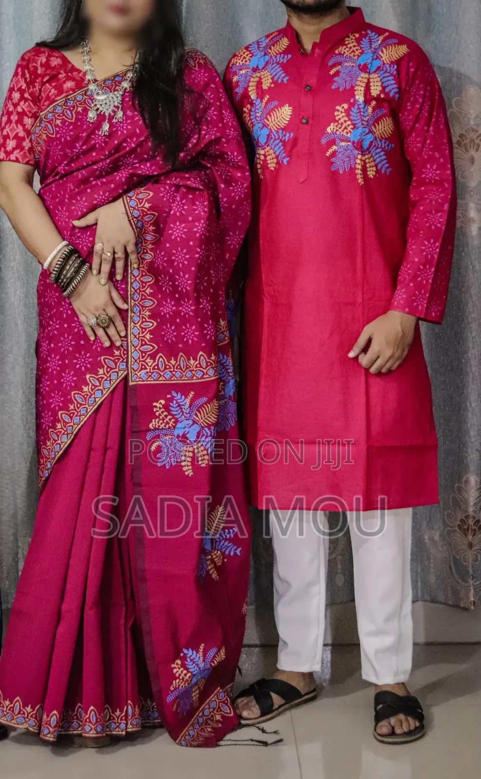 Panjabi Sharee With Blouse Piece Couple Set
