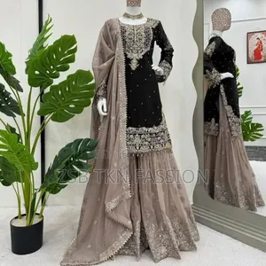 Sequins Embroidered Sharara Suit Set New Products
