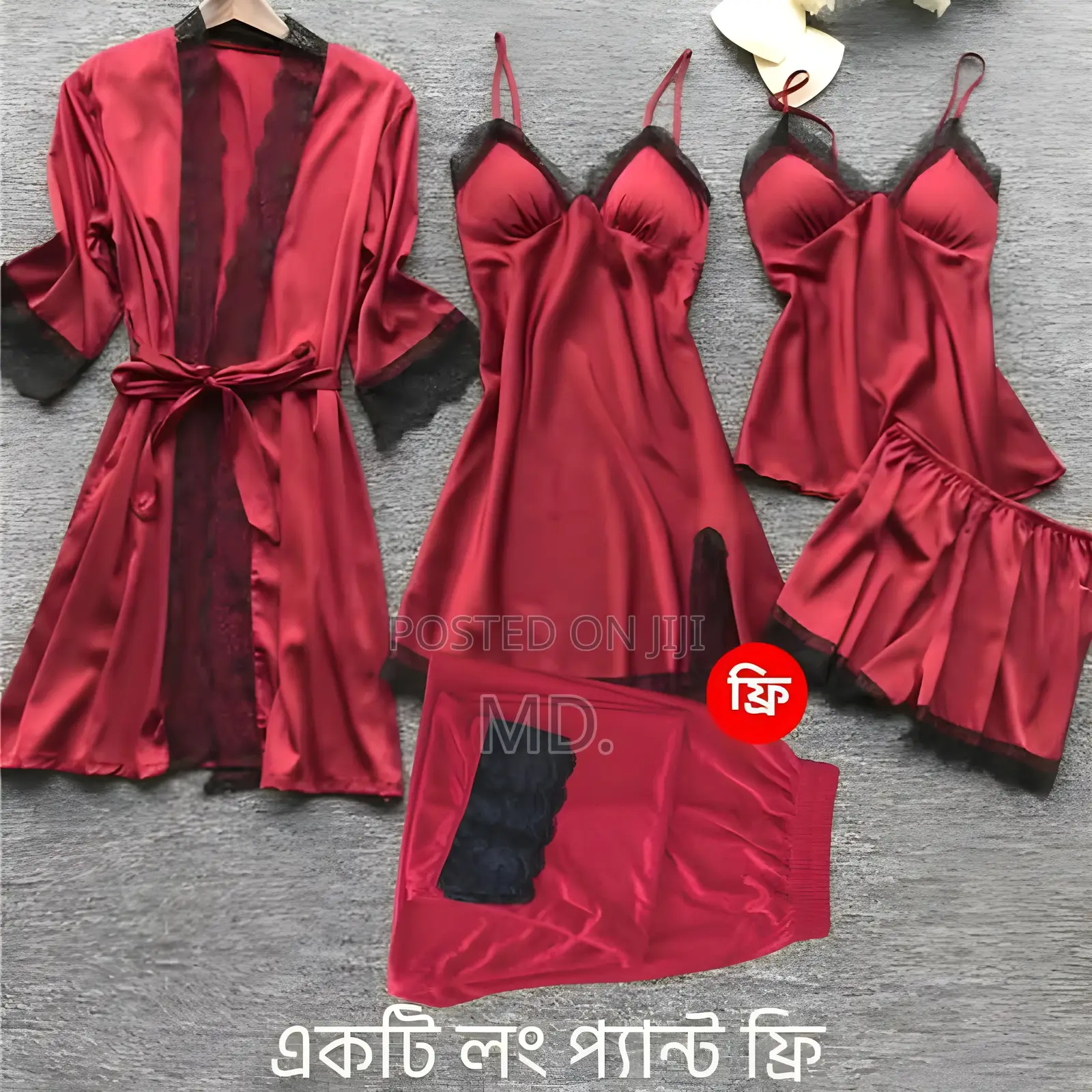 5 Part Silksatin Sexy Night Dress for Girls