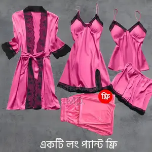 5 Part Silksatin Sexy Night Dress for Girls