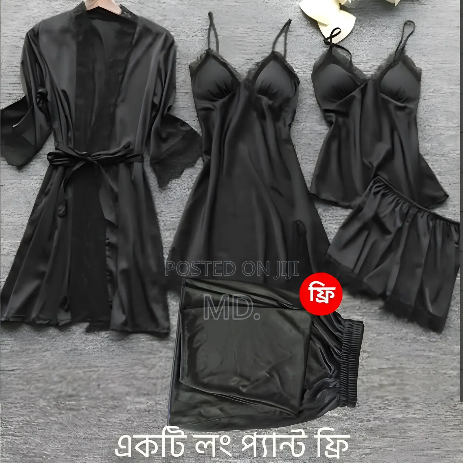 5 Part Silksatin Sexy Night Dress for Girls