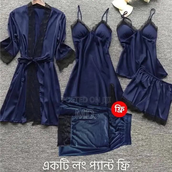 5 Part Silksatin Sexy Night Dress for Girls