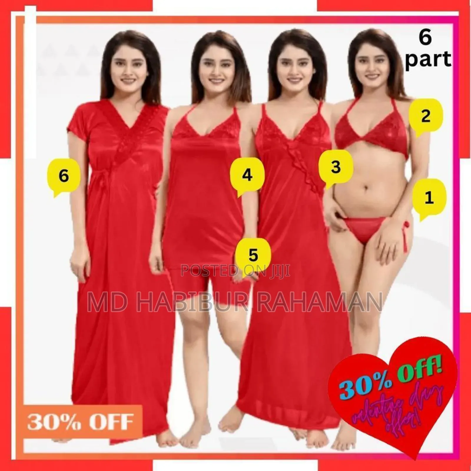 Stylish 6 Part Nighty Dress For
