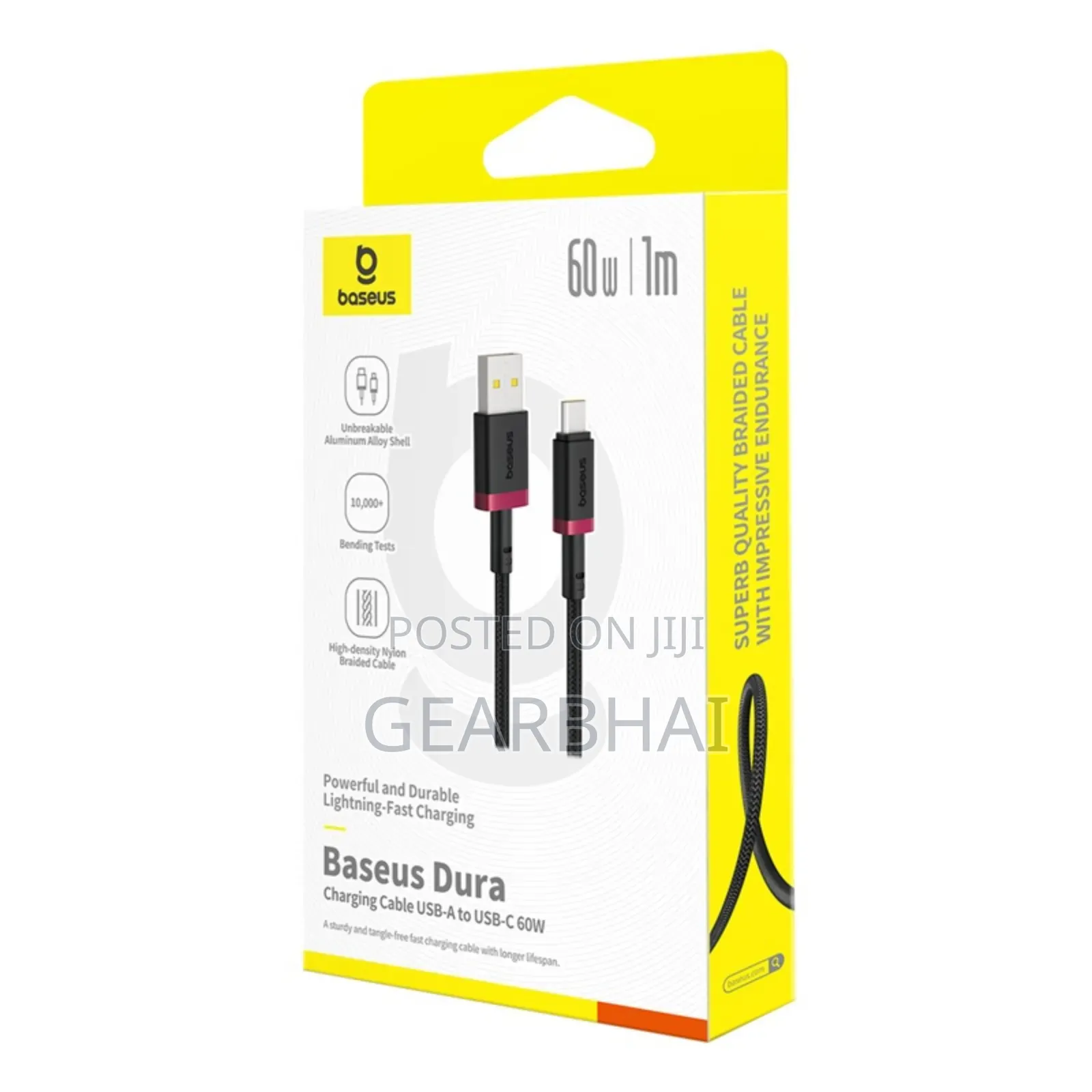 Baseus Cable Usb to Type-C 60w Dura Series Fast Charging.