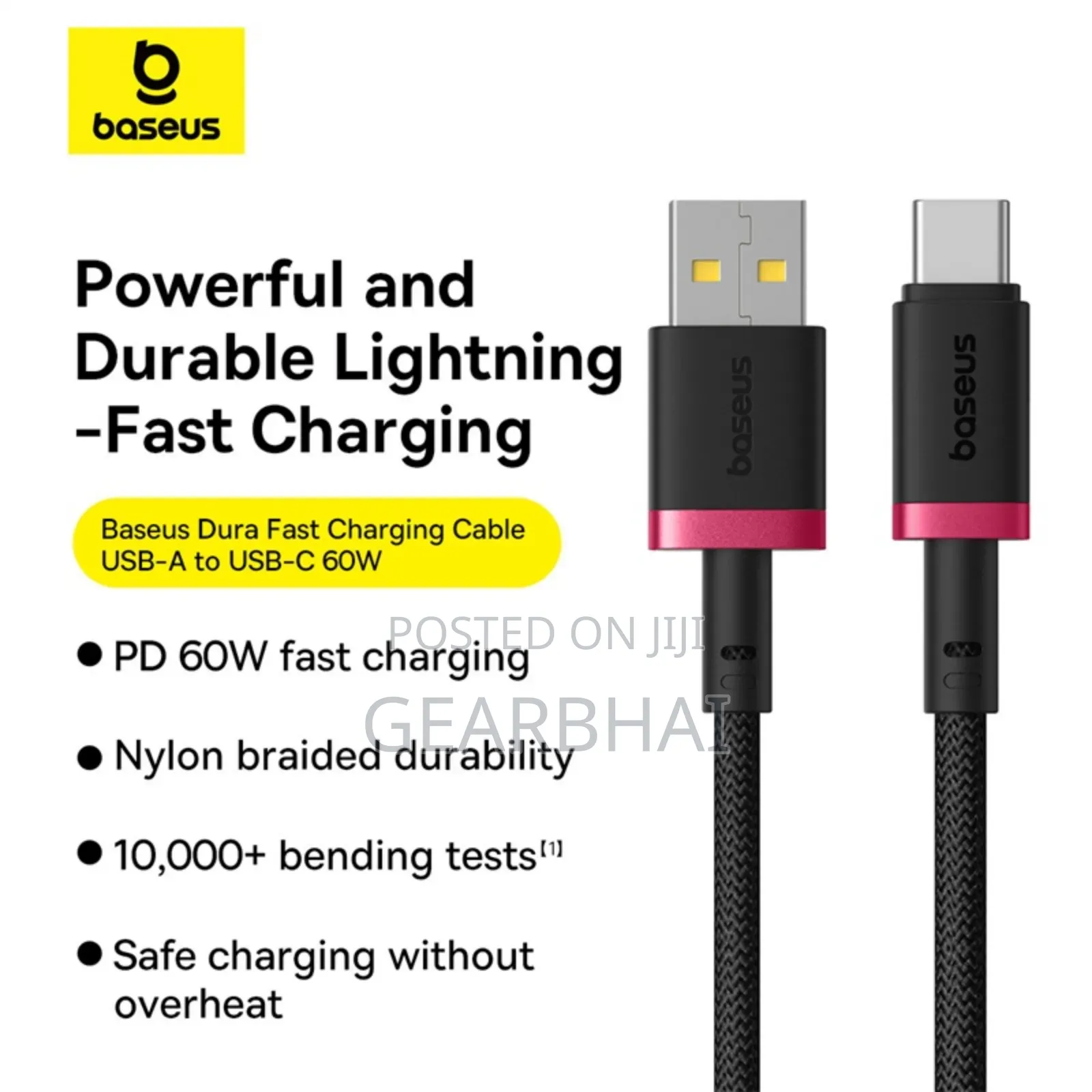 Baseus Cable Usb to Type-C 60w Dura Series Fast Charging.