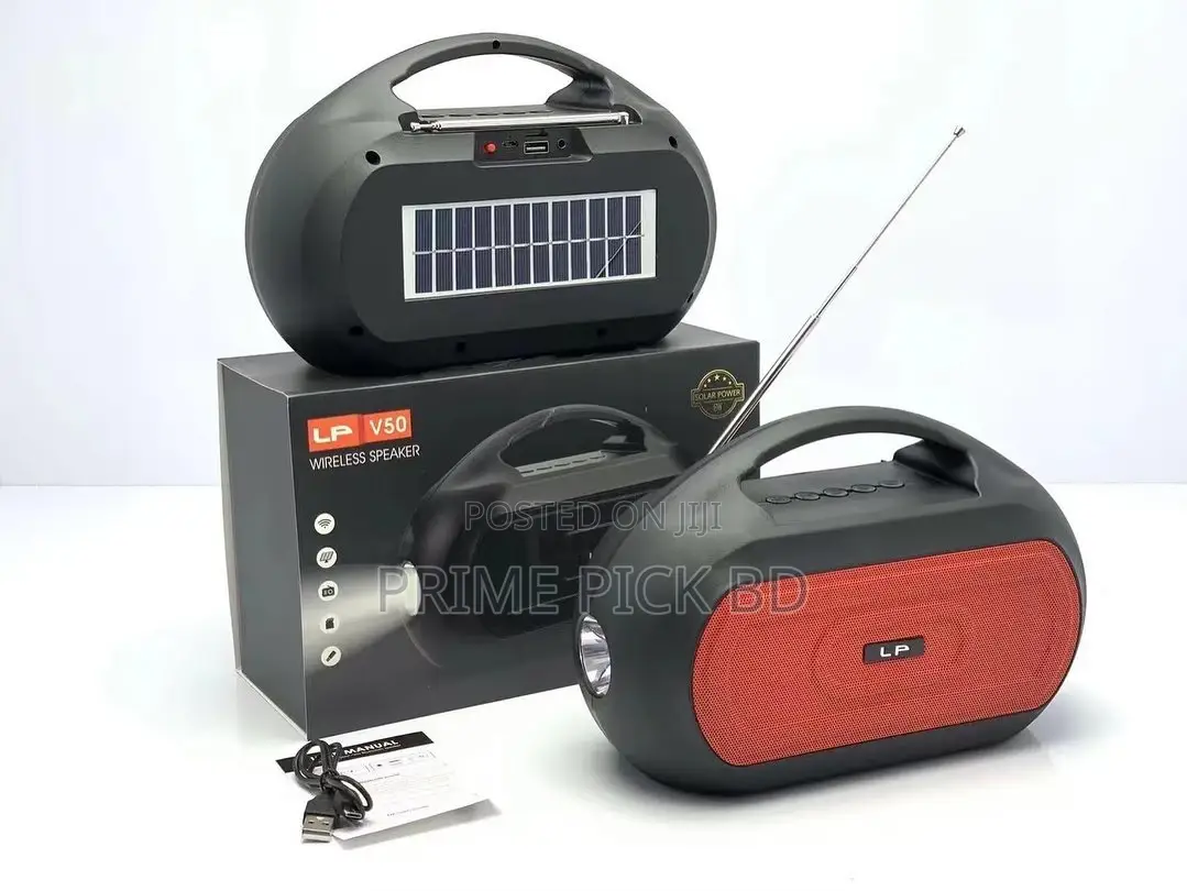 Lp V50 Wireless Bluetooth Speaker With Radio Solar Panel