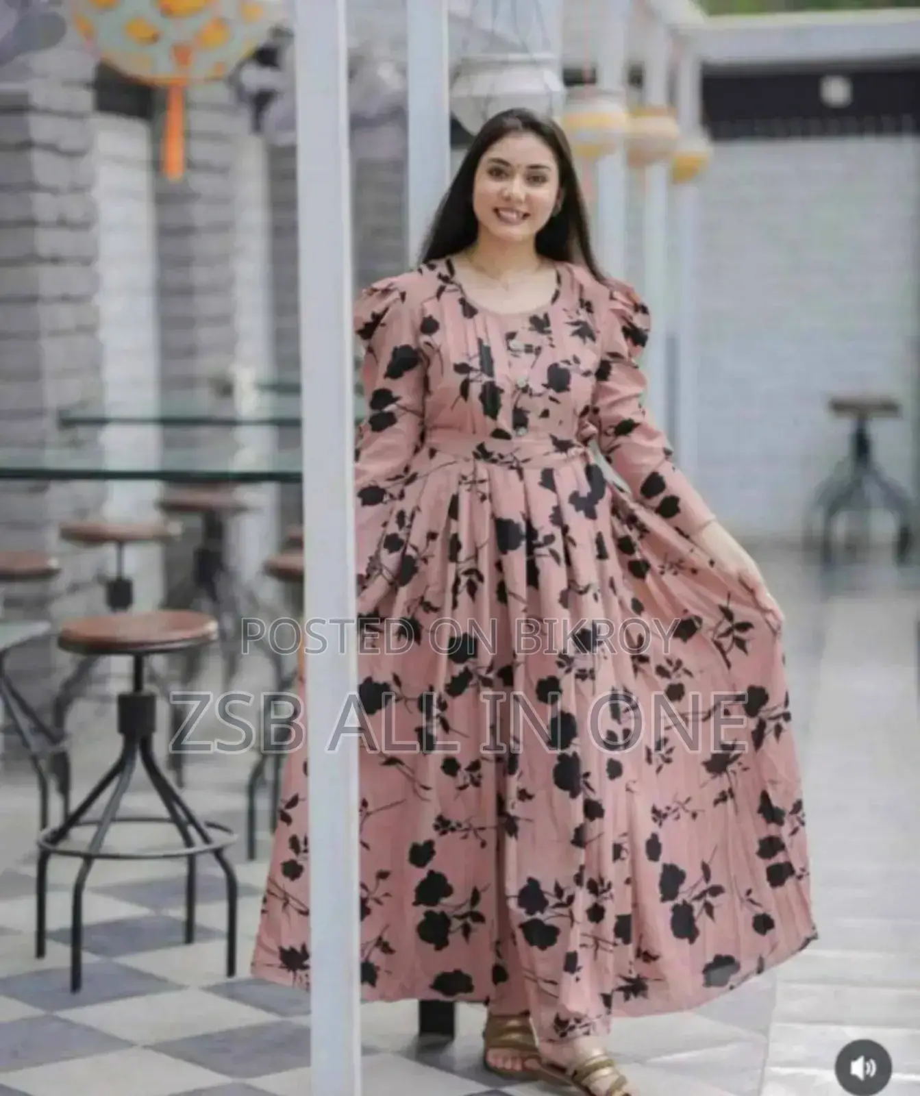 Stylish Silk Screen Print Gown New Collection