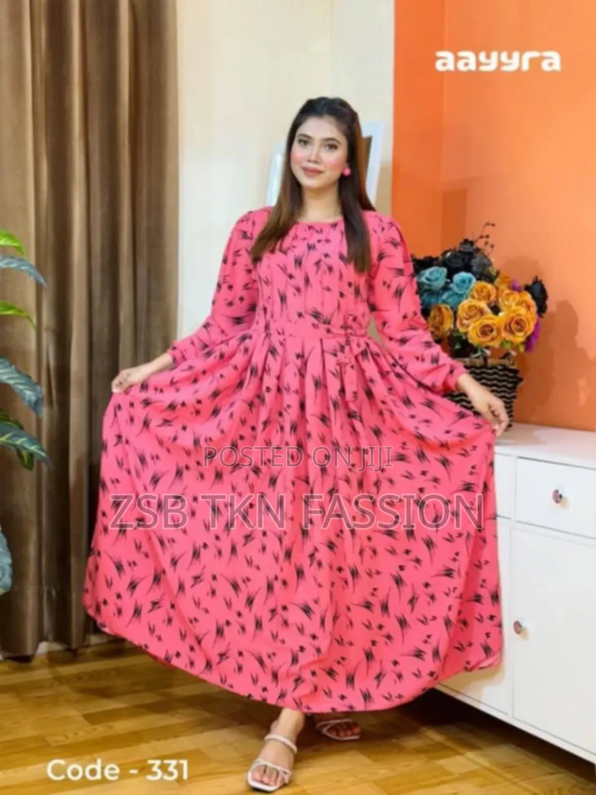 Stylish Silk Skin Print Gown New Collection