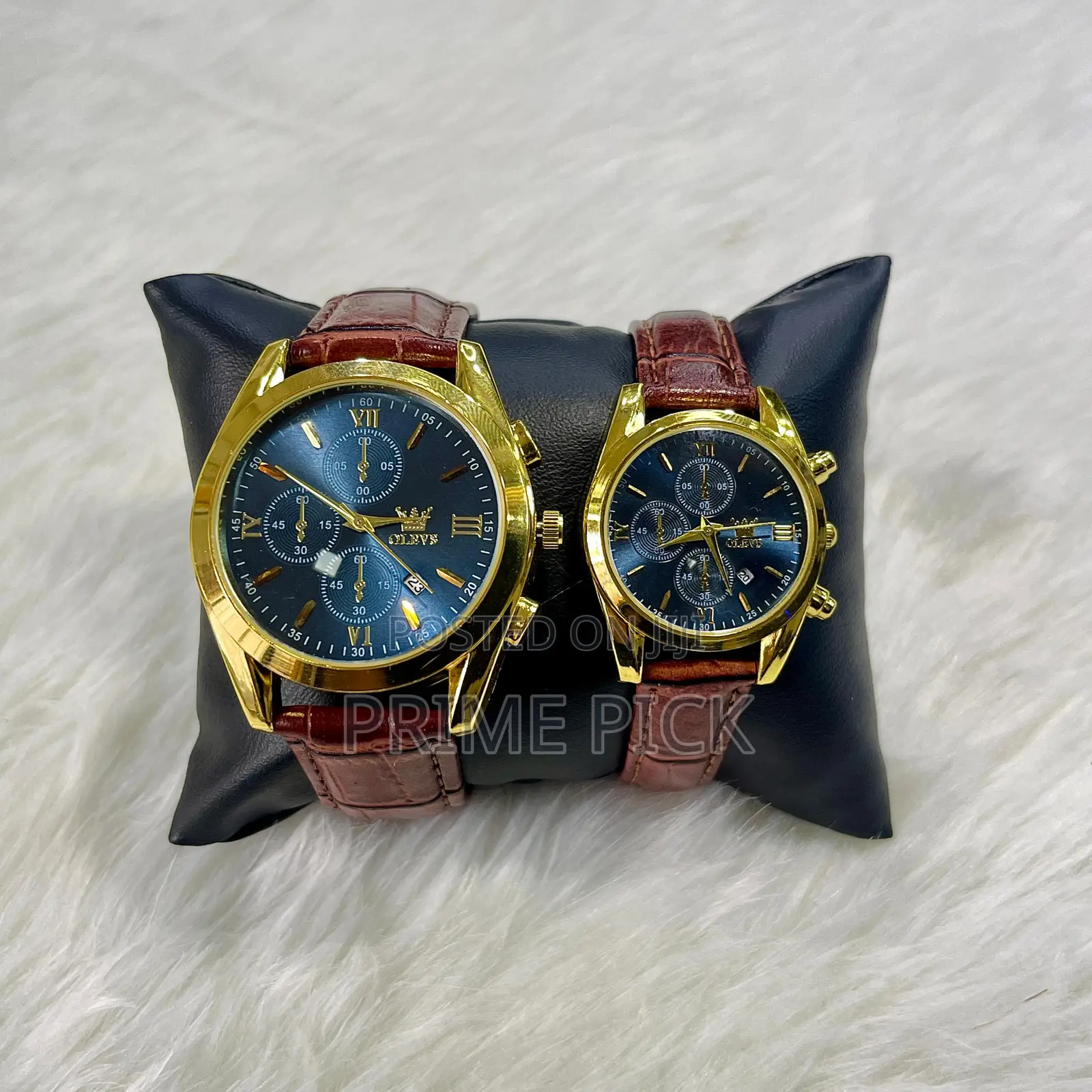 Olevs Casual Couple Watch – Premium Leather Strap