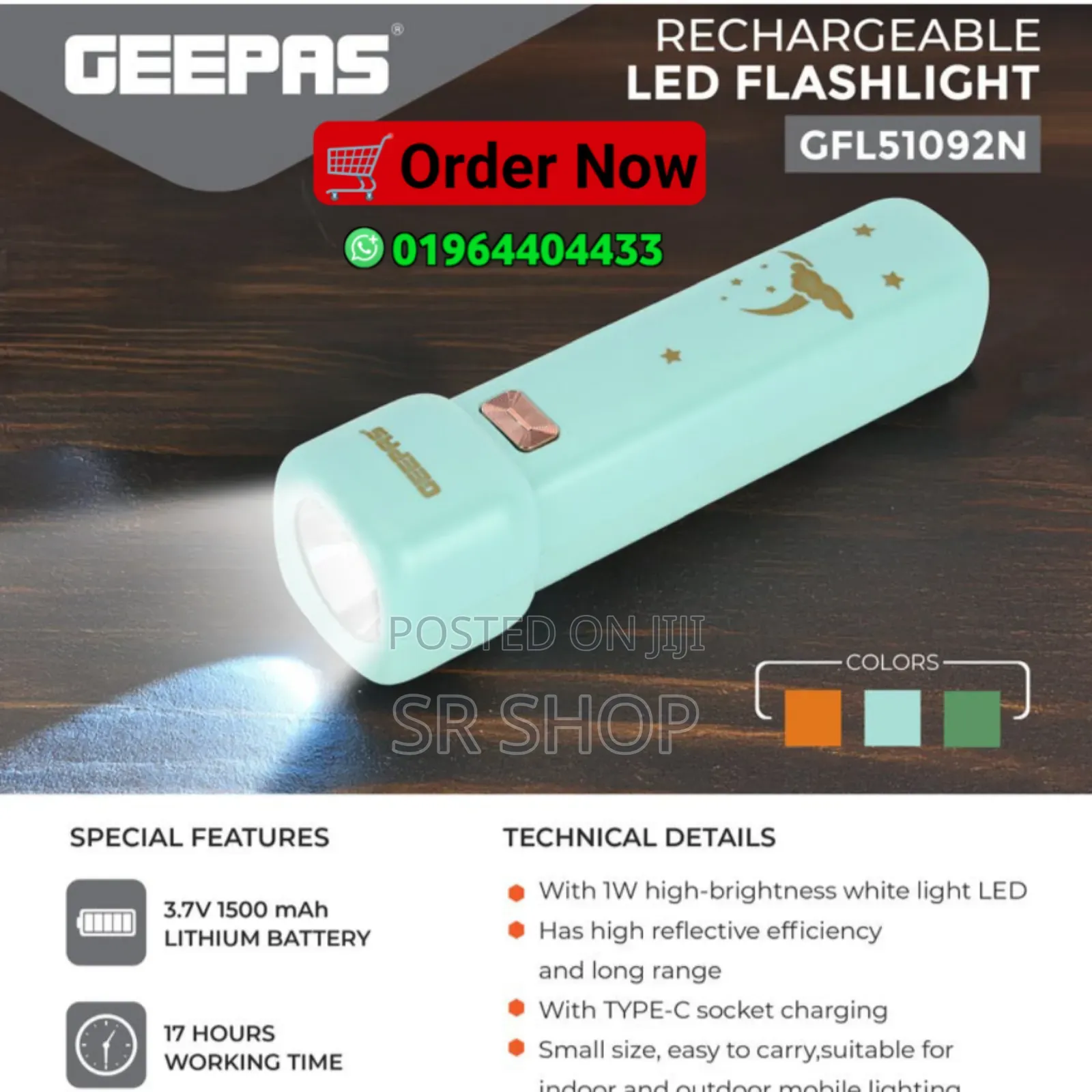 Geepas Gfl51092n Rechargeable Led Flashlight