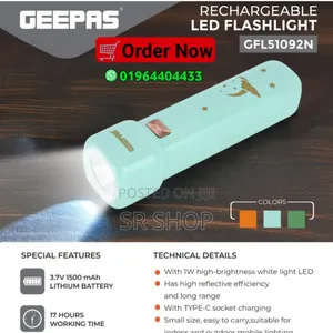 Photo - Geepas Gfl51092n Rechargeable Led Flashlight