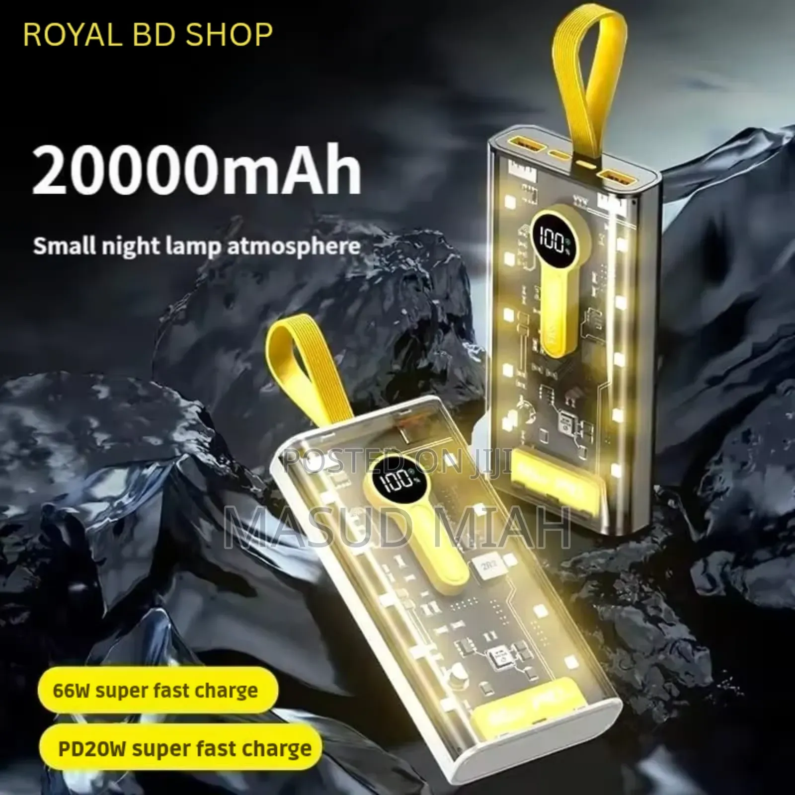 20000mah Transparent 22.5 W First Charging Power Bank.