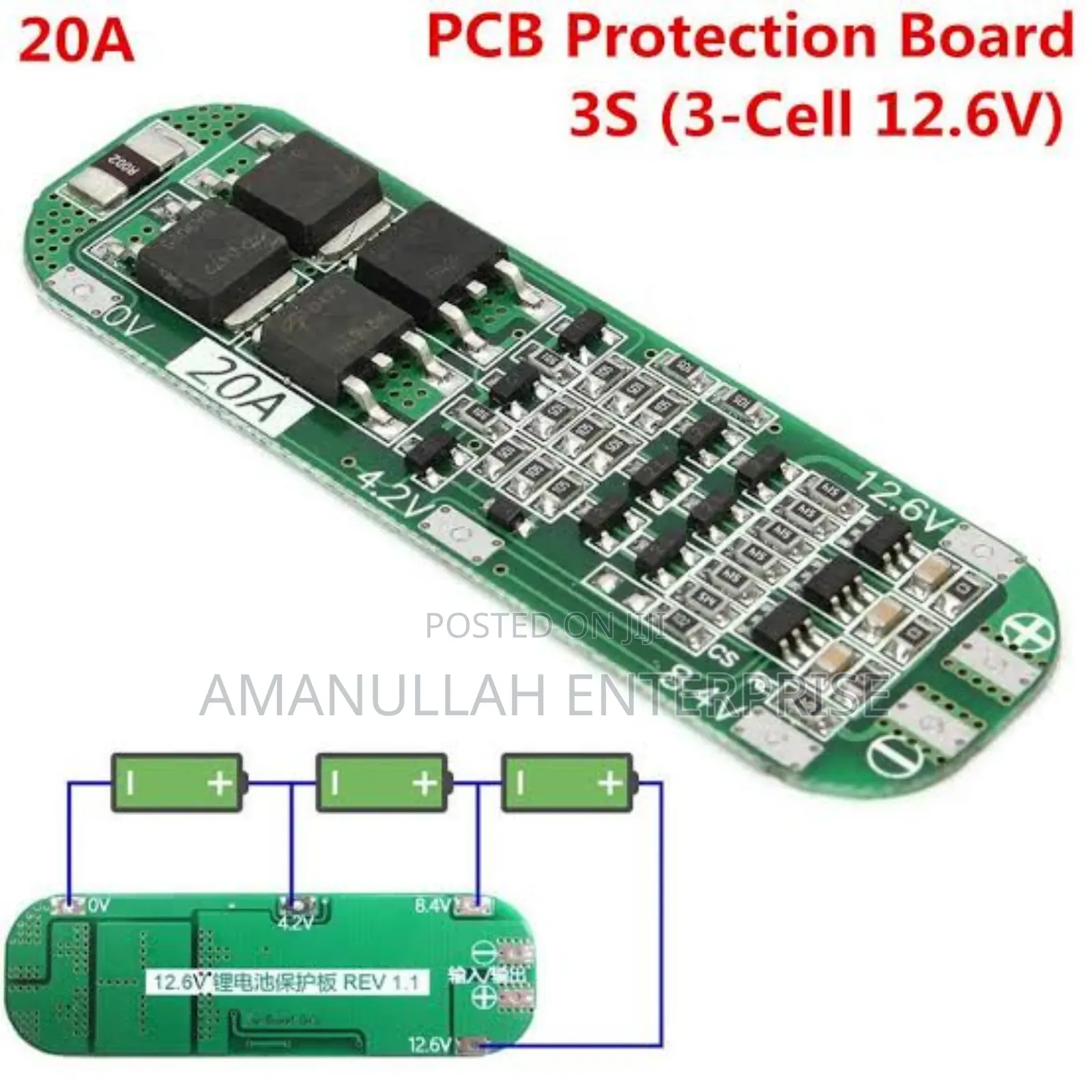 3s 20a Li-Ion Lithium Battery Charger BMS Protection Board.