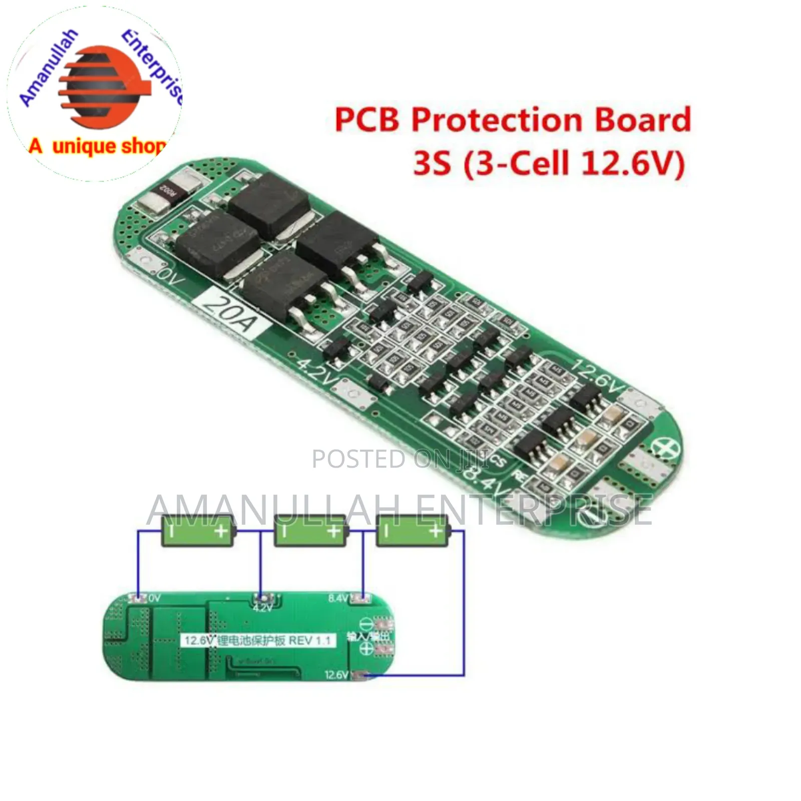 3s 20a Li-Ion Lithium Battery Charger BMS Protection Board.