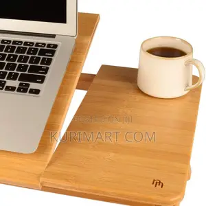 Photo - Bamboo Laptop Table for Bed With Adjustable Cooling Fan