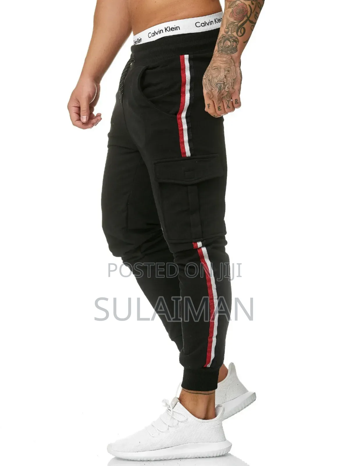 Black Cargo Stripe Sweatpants Joggers