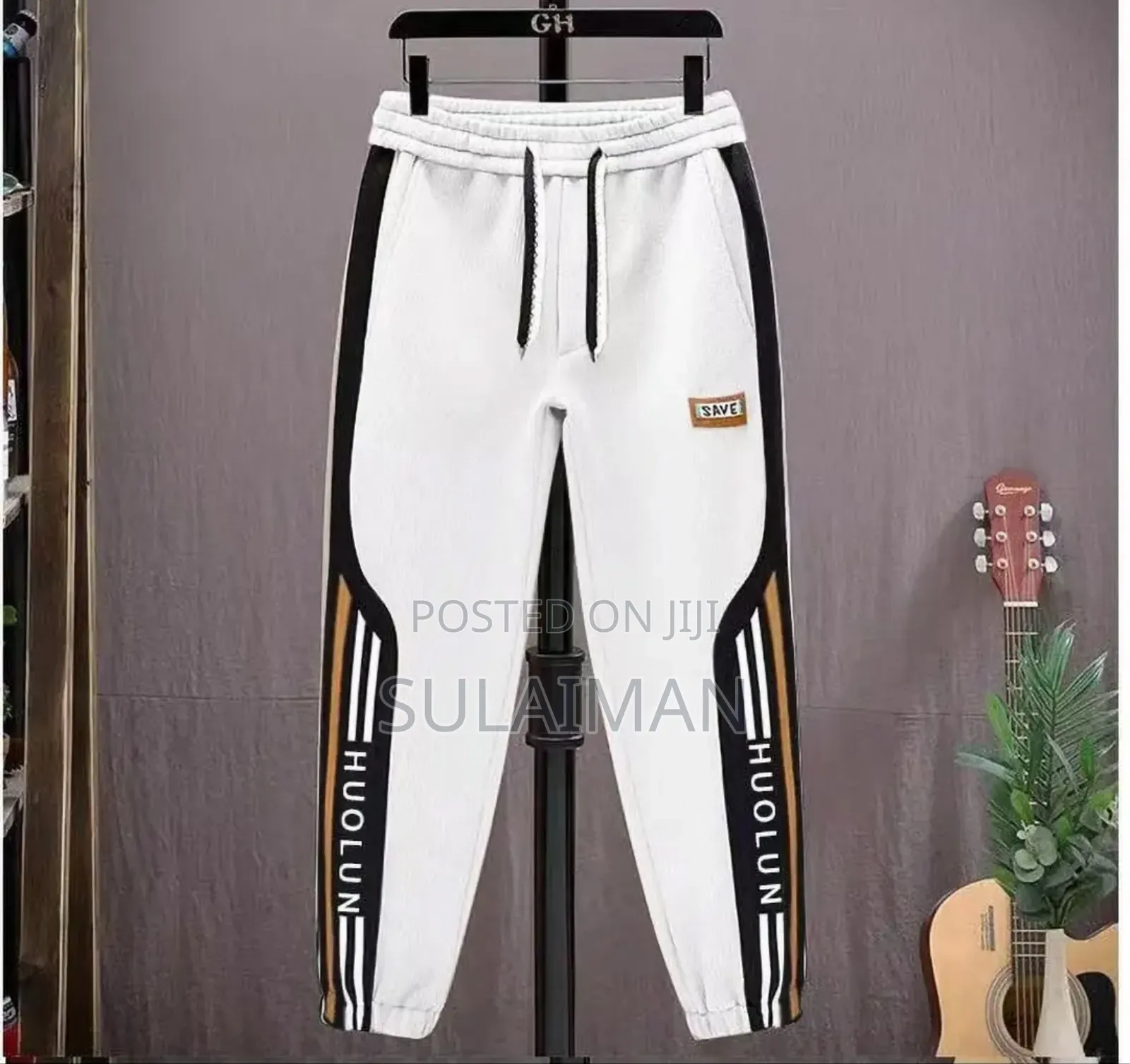 Black Cargo Stripe Sweatpants Joggers