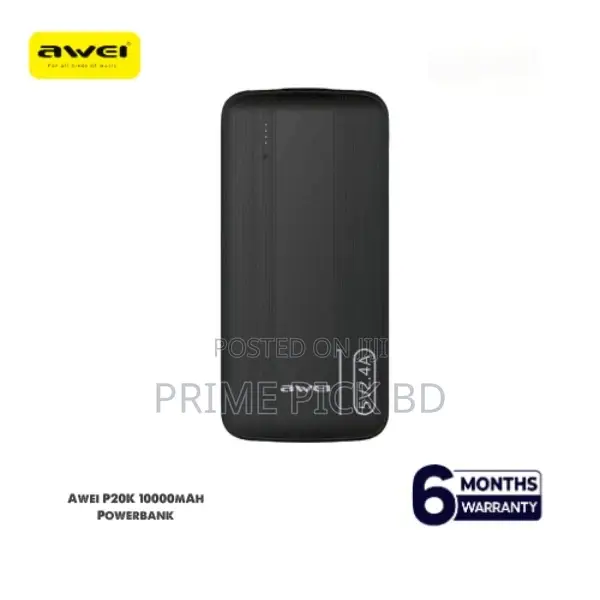 Awei P20k 10000mah Slim Dual Output Power Bank – 2.4a Fast