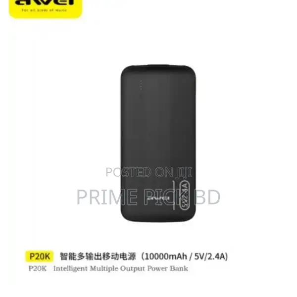 Awei P20k 10000mah Slim Dual Output Power Bank – 2.4a Fast