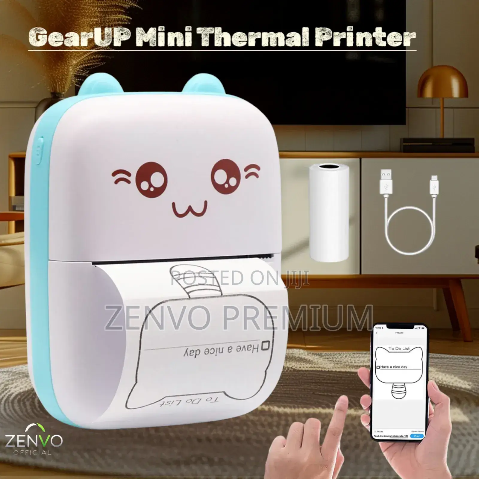 Gearup Thermal Printer Pink Blue