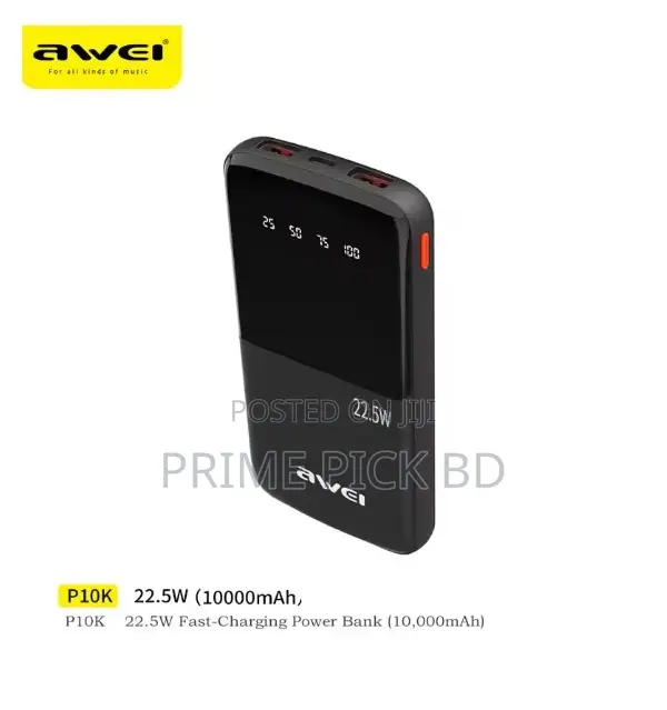Awei P10k 10000mah 22.5w Pd Fast Charge Power Bank