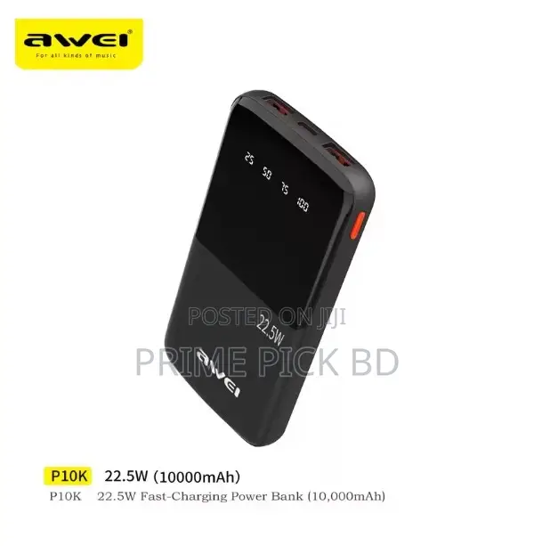 Awei P10k 10000mah 22.5w Pd Fast Charge Power Bank