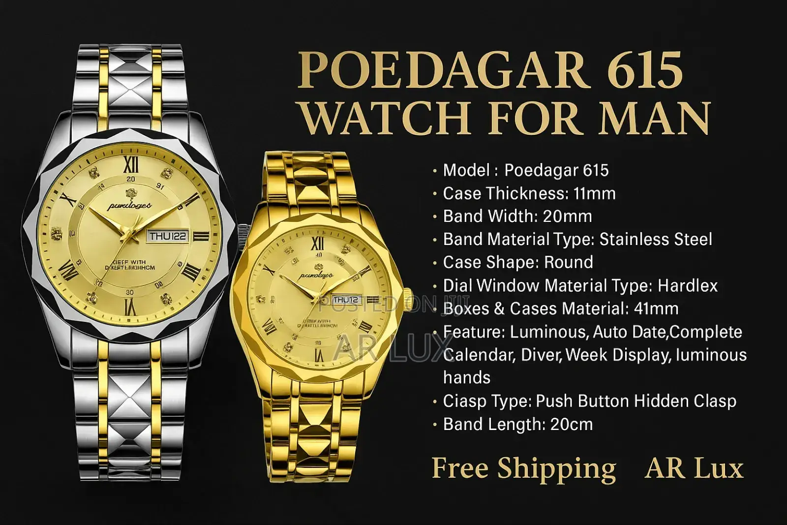 Poedagar 615 Luxury Quartz Watch for Men