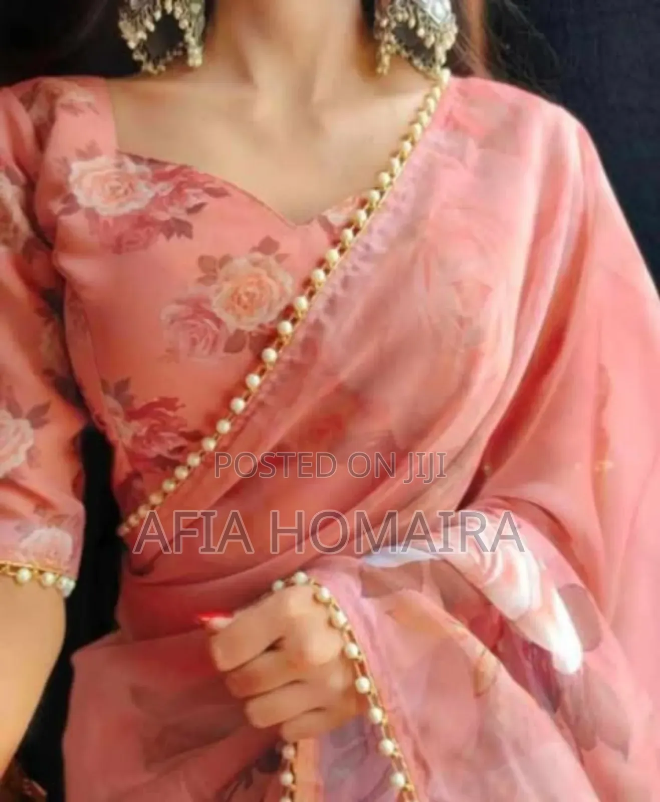 Georgette Pearl Lace Sharee