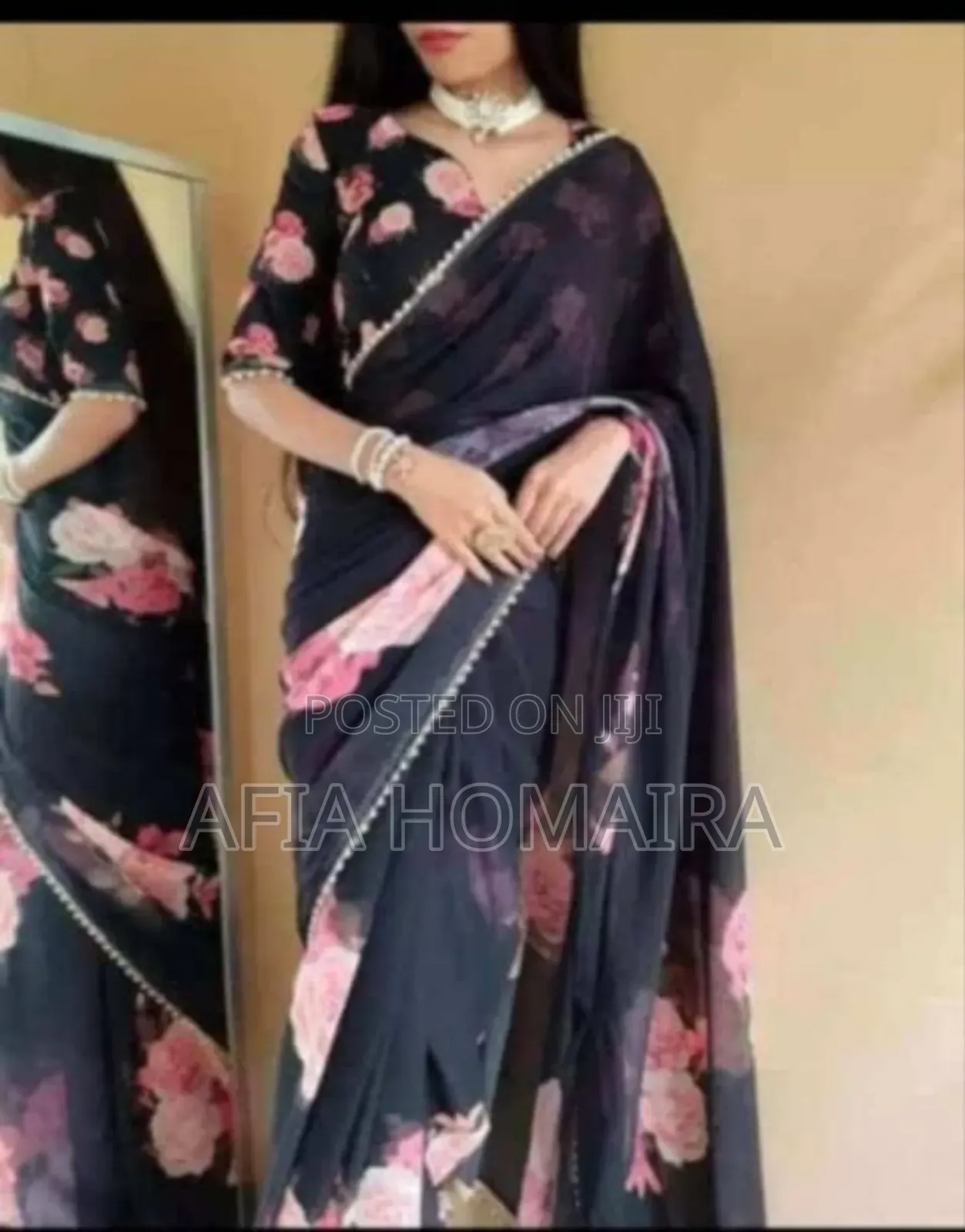 Georgette Pearl Lace Sharee