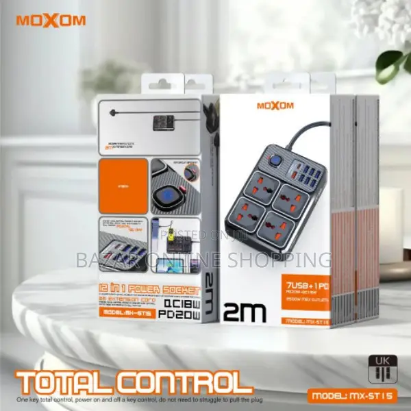 Moxom Mx-St17 Power Strip 4 Socket 7 Usb + 1